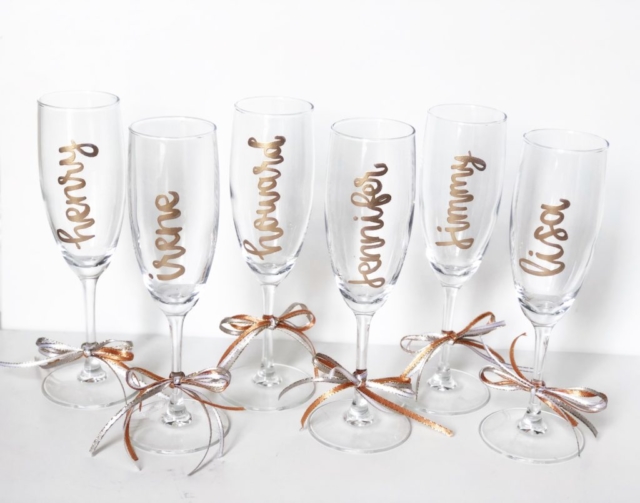 Customized Champagne Glasses, Wedding Gift